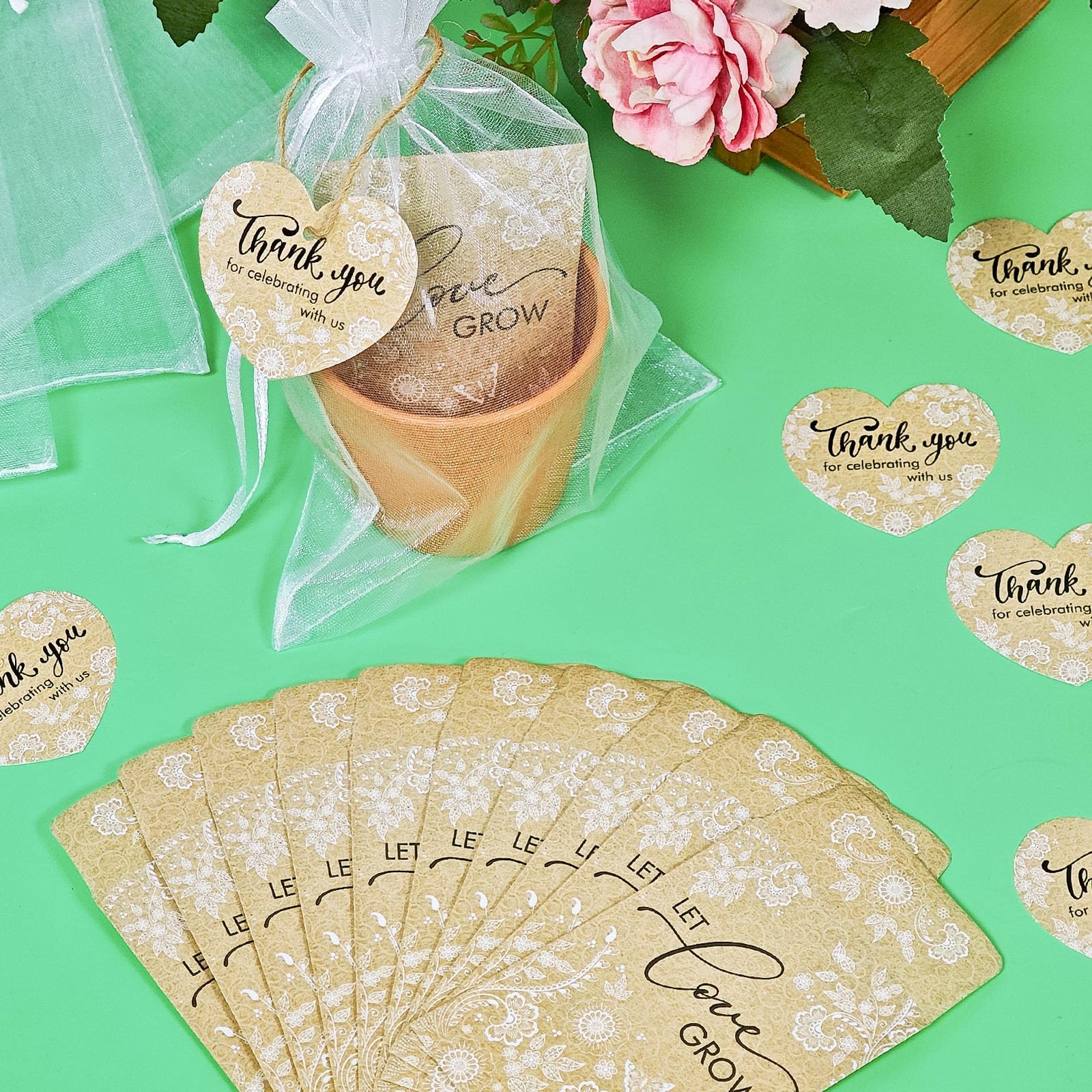 Cinrobiye 50 Sets Hochzeitsgeschenke für Gäste, rustikales Hochzeitsgeschenk-Set (Samen nicht im Lieferumfang enthalten), für Boho-Brautparty, Gartenhochzeit, Gastgeschenke und Gastgeschenke