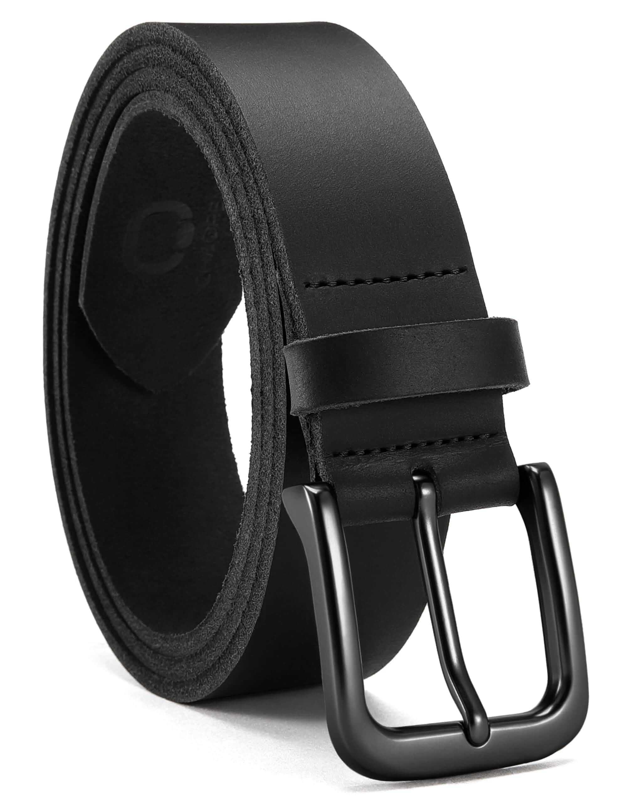 CHAOREN Mens Belts Casual for Jeans - Full-Grain Leather, Durable Cowhide Solid Buckle, Classic Style, Handmade, Daily Wear, Gift Box