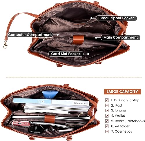 Vista 197 de LOVEVOOK Bolsa para computadora portátil para mujer, 15.6 pulgadas, bolsa de mano para computadora portátil, bolsa de trabajo para profesores, bolsa