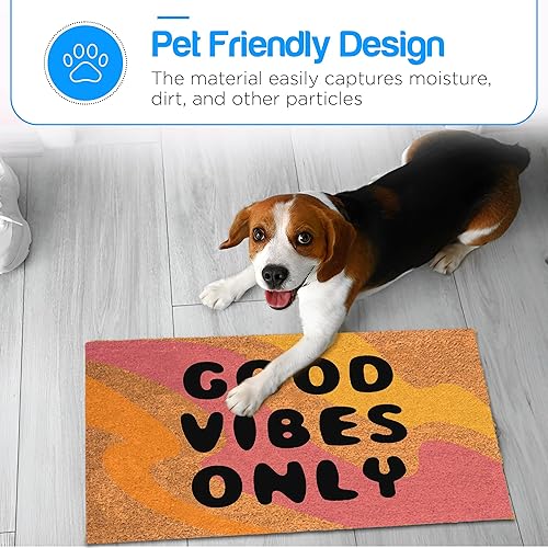 Miniatura 7 de PLUS Haven - Tapete con fibra natural de coco pura y respaldo de PVC resistente, tamaño de 17 x 30 pulgadas, grosor de 0.6 pulgadas, color perfecto,