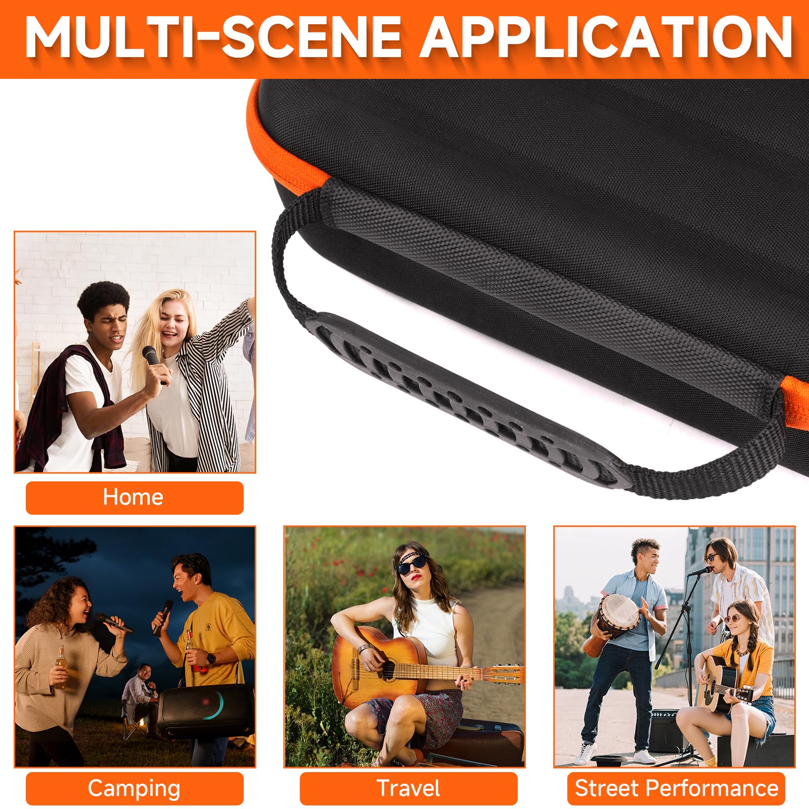 Étui pour microphone sans fil compatible JBL PartyBox – 2 microphones numériques sans fil, sac de rangement portable pour récepteurs, adaptateurs, piles AA, chargeur, noir