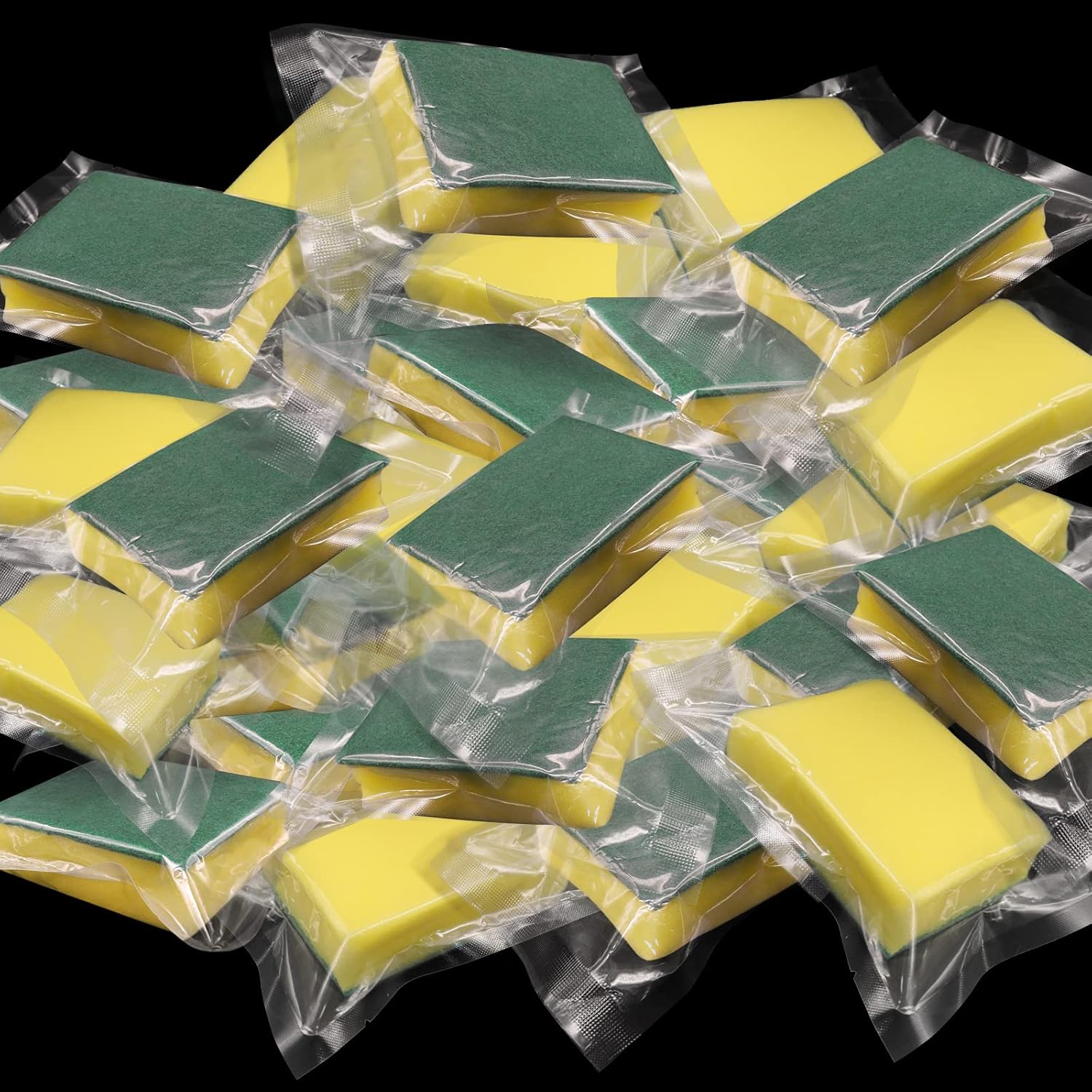 Individually Wrapped Sponges, 100 PCS Kitchen Dishwashing Sponge Scouring Pad
