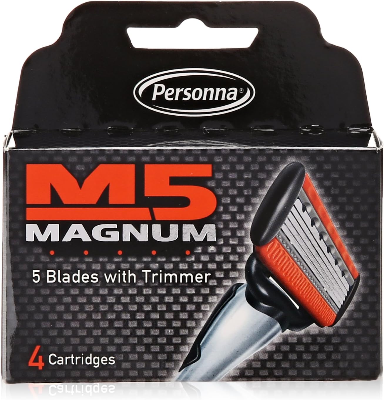 M5 Magnum Razor Cartridge Blades with Trimmer, 4 Count Refill Blades (2 Pack)