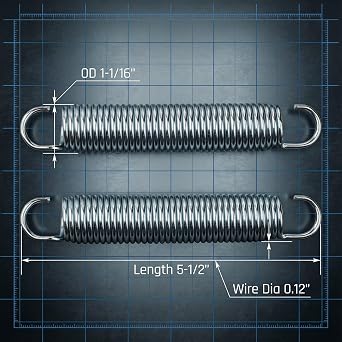 5-1/2 Inch 9625 Mechanical Extension Springs with Hook Ends, Rocking Horse Springs, Rocking Horse Spring Loaded, for Appliances, Automotive, Marine Vessels, Toys, Tools, Machinery, 2 Pack