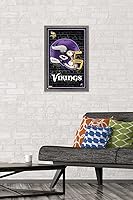 Vista 2 de Trends International NFL Minnesota Vikings - Póster de pared con casco neón 23, 22.4 pulgadas de largo x 14.7 pulgadas, versión enmarcada en madera