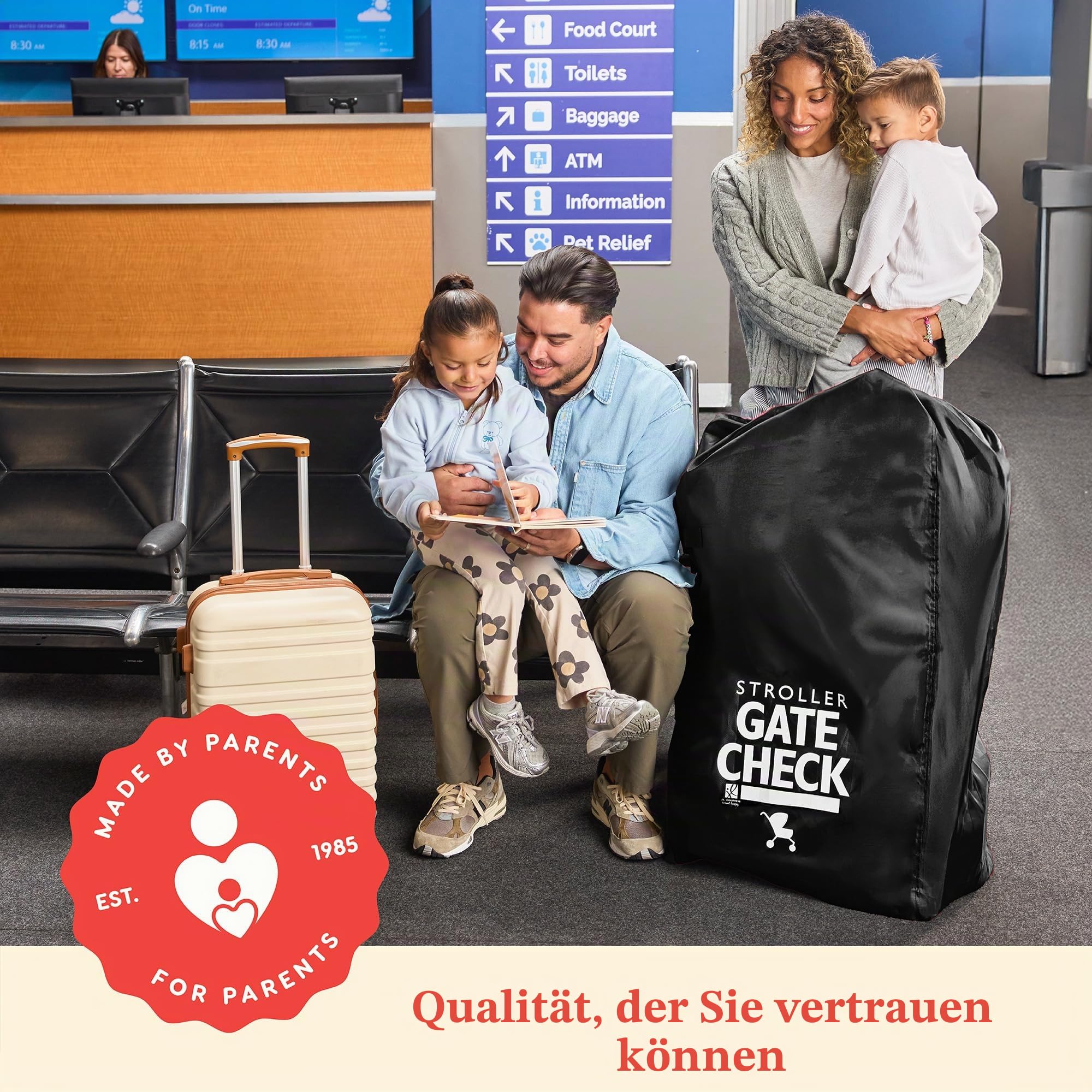 J.L. Childress Gate Check Tasche für Standard- und Doppel-Kinderwagen, Schwarz, Schwarz, Kompakt