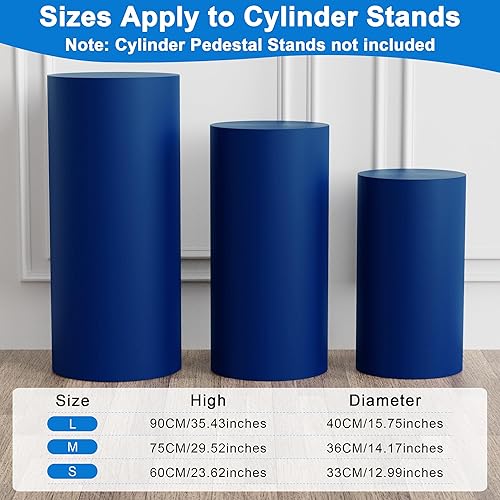 Miniatura 8 de Wokceer Fundas de soporte de pedestal de cilindro para fiesta, 3 piezas, soporte de cilindro dorado de elastano para cubiertas de fiesta, soporte de