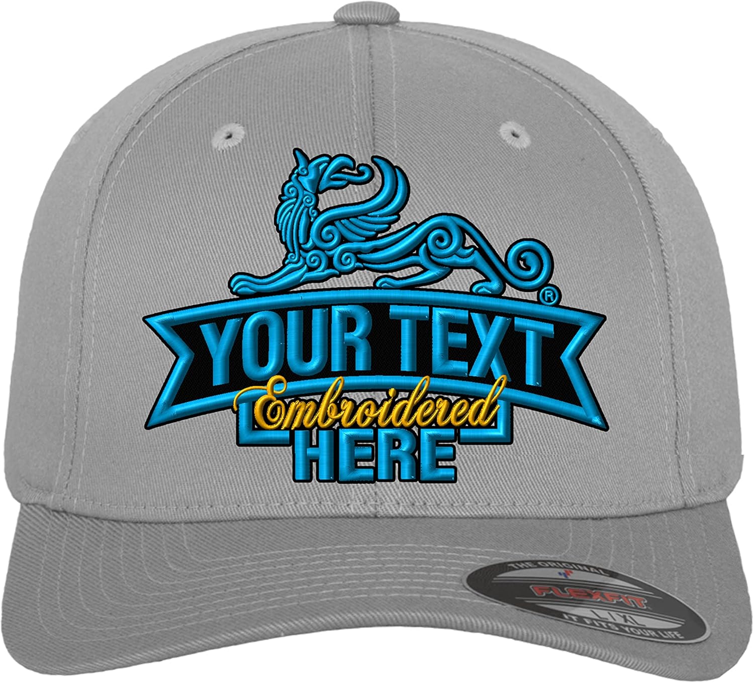 Custom Embroidered Flex Fitted hat. Flex Fitted 6277/6477 Baseball Cap. Place Your Own Custom Text