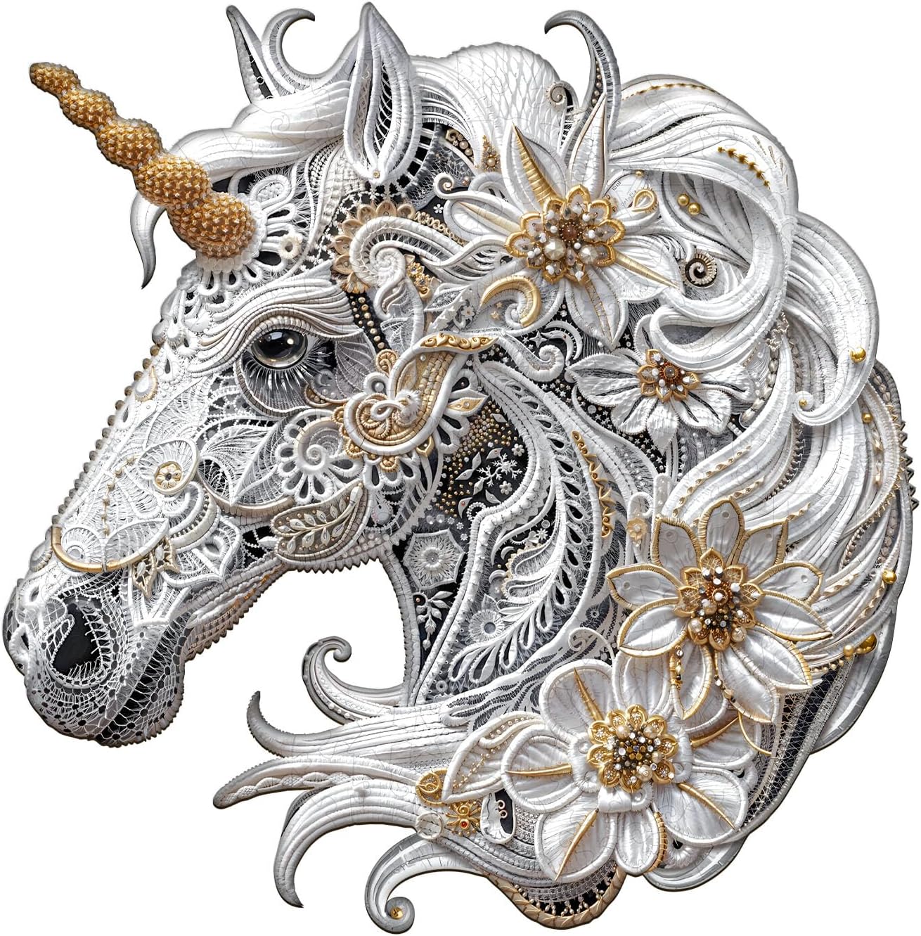 Wooden Puzzles for Adults, Lace Unicorn Wood Puzzles Adult, Unique Animal Shaped Wooden Jigsaw Puzzle, Creative Birthday Gifts for Friends/Family/Puzzle Lovers, Home Decor(L-13.4 * 13.2in 240pcs)
