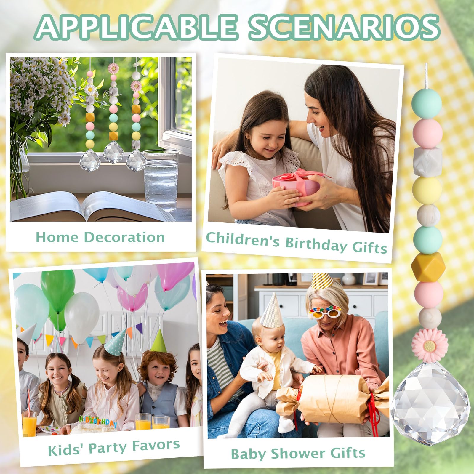 5 Stück Kristall Sonnenfänger Bastelset DIY Kristalle Anhänger Suncatcher Kinder für Kindergeburtstag Baby Party Fenster Haus Garten Deko (Bastelse-A)