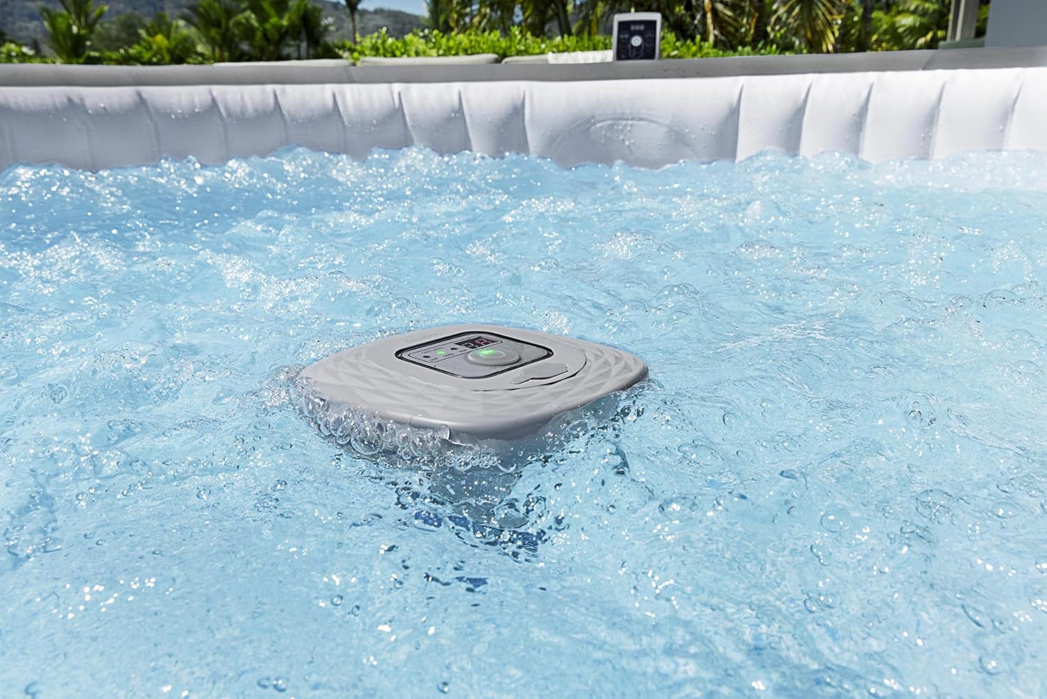 SaluSpa Hydrogenic 0.5 G/H Saltwater Chlorinator | Floating Rechargeable Saltwater Chlorinator for Pools & Hot Tubs up to 369 gal. | Battery-Operated with One-Touch Controls | Includes Test Strips