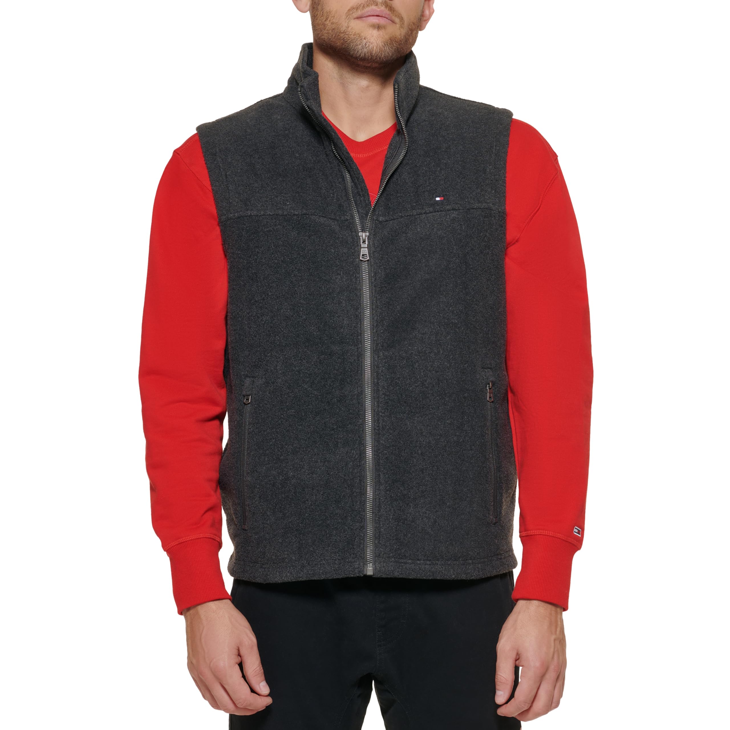 Tommy Hilfiger Men's Polar Fleece Vest, Charcoal, XL