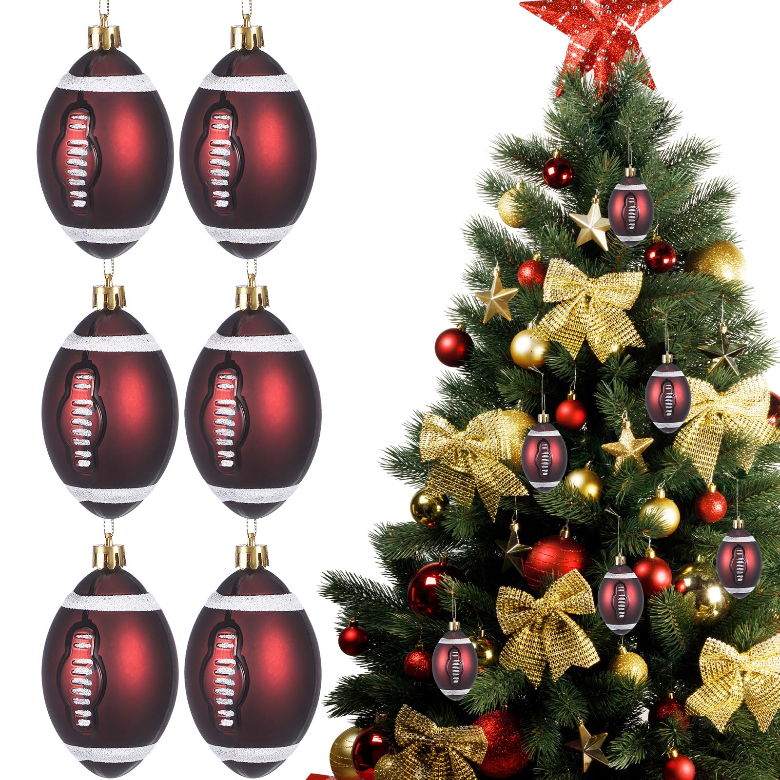 Lot de 18 boules de décoration pour sapin de Noël - Décoration de football - Bibelots pour maman - Jouet de Noël - Mini boule de Noël - Accessoires pour sapin de Noël