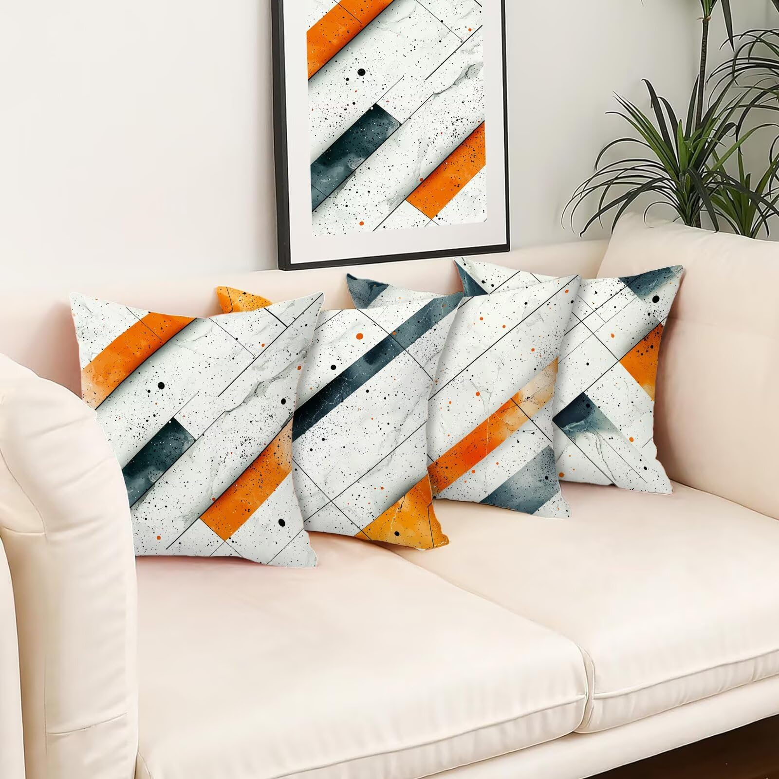 Kissenbezug 55x55 Modern 4er Set Samt Kissenbezüge Geometrie Zierkissenbezug Kissenhülle Dekorative Weiche Quadratische Dekokissenbezug Sofakissenbezug Couchkissen für Zimmer Deko Schlafzimmer E-98