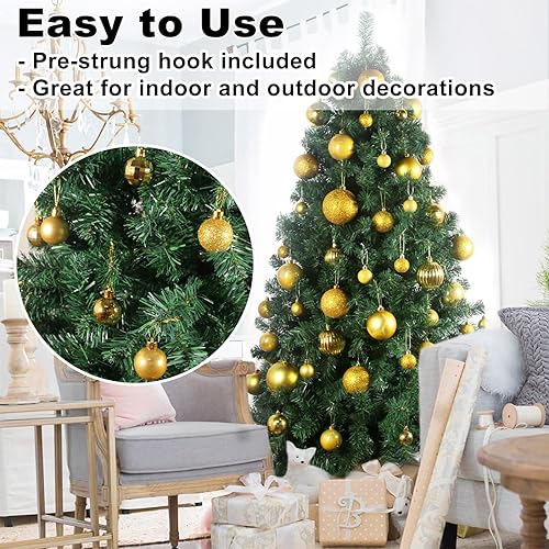 Vista 390 de 18 esferas medianas decorativas navideñas para árbol de Navidad, inastillables, para colgar, color púrpura, 2.5 pulgadas, paquete de 18
