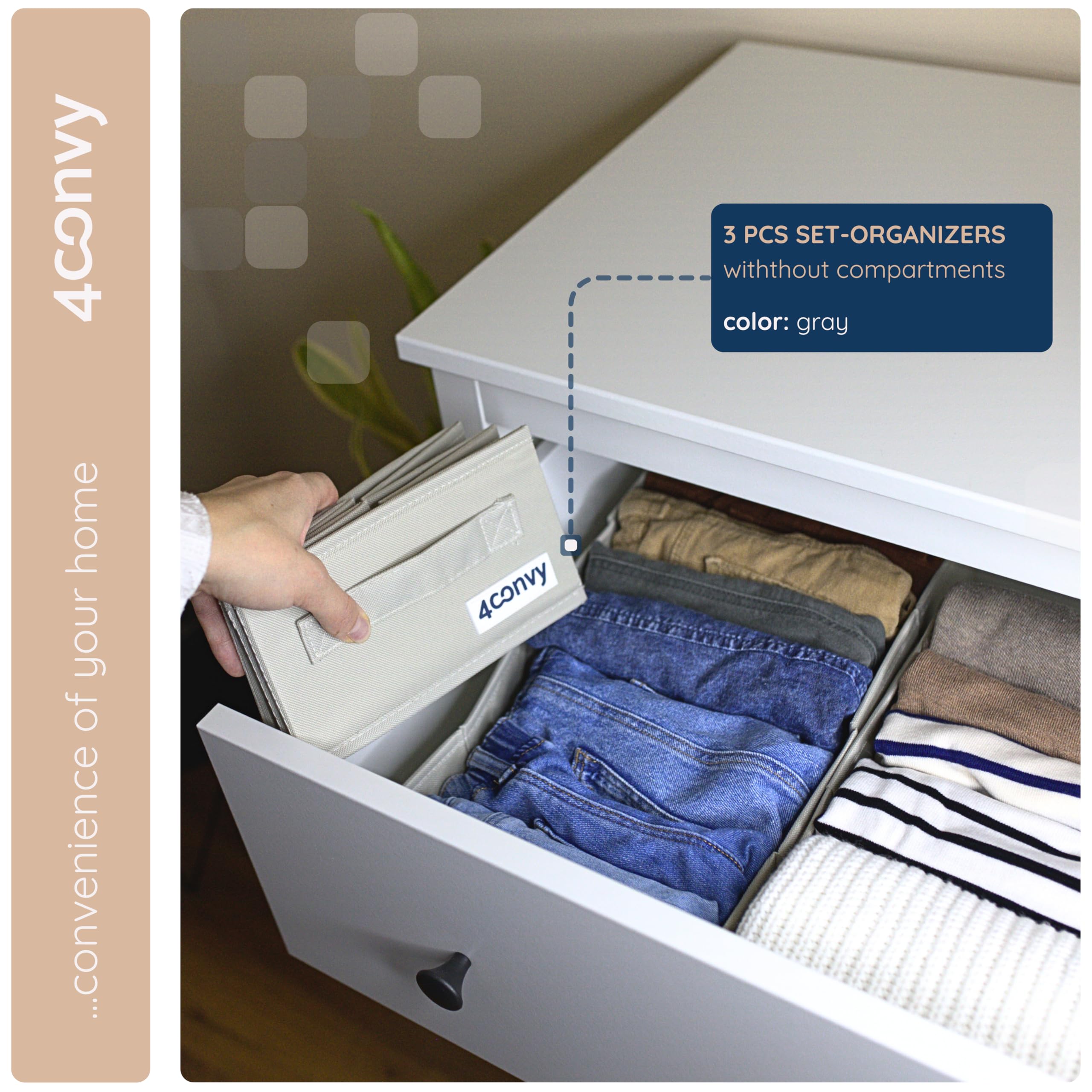 4CONVY Set di organizer per armadio – Scatola di immagazzinaggio rigida per armadietto – Sistema di organizzazione pieghevole per armadietto – Organizer per armadio senza scomparti.