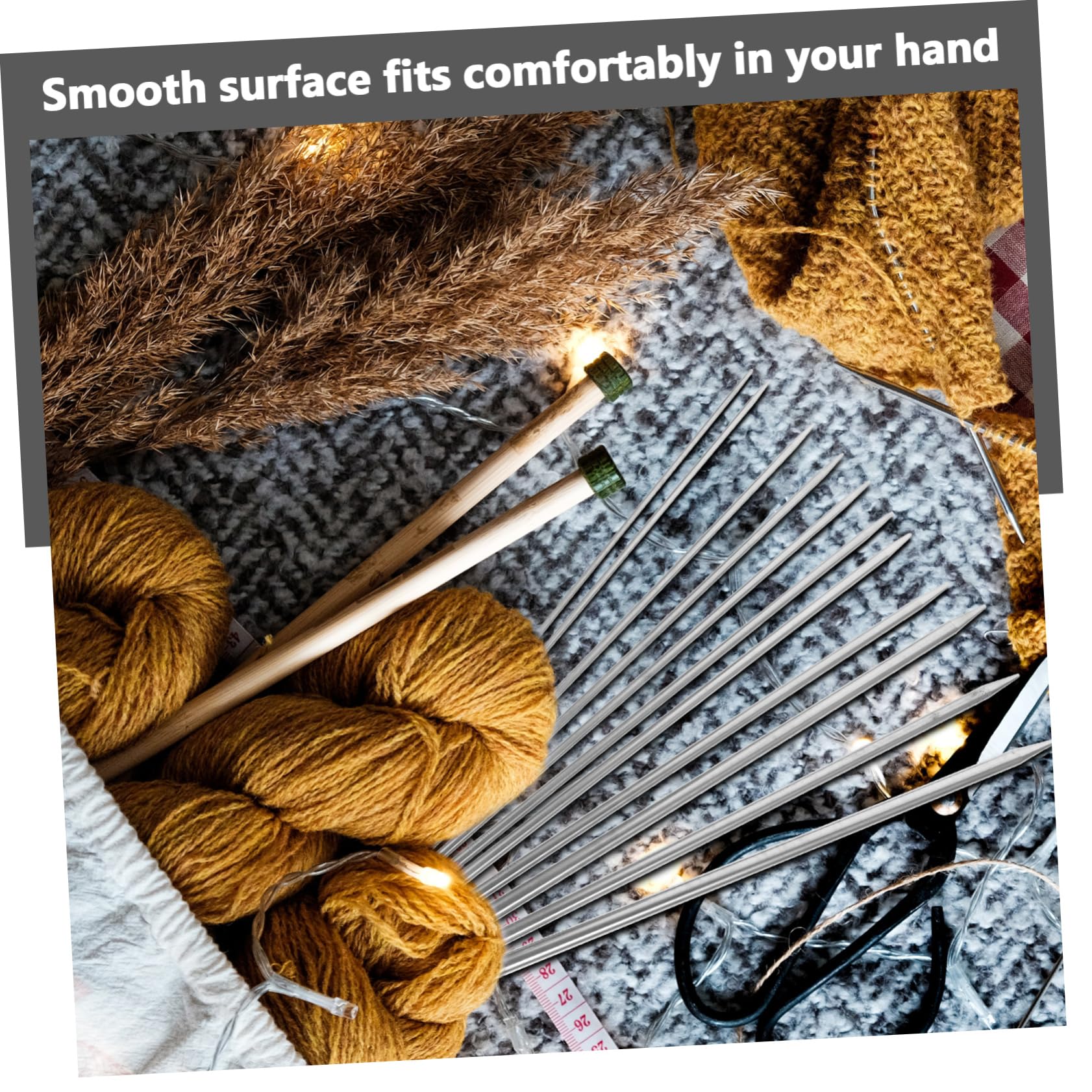 Tofficu 132stücke Edelstahl Doppelspitzen Stricknadeln Für Handarbeit Praktische Strickwerkzeuge Für Pullover Mützen Schals Socken Und Mehr