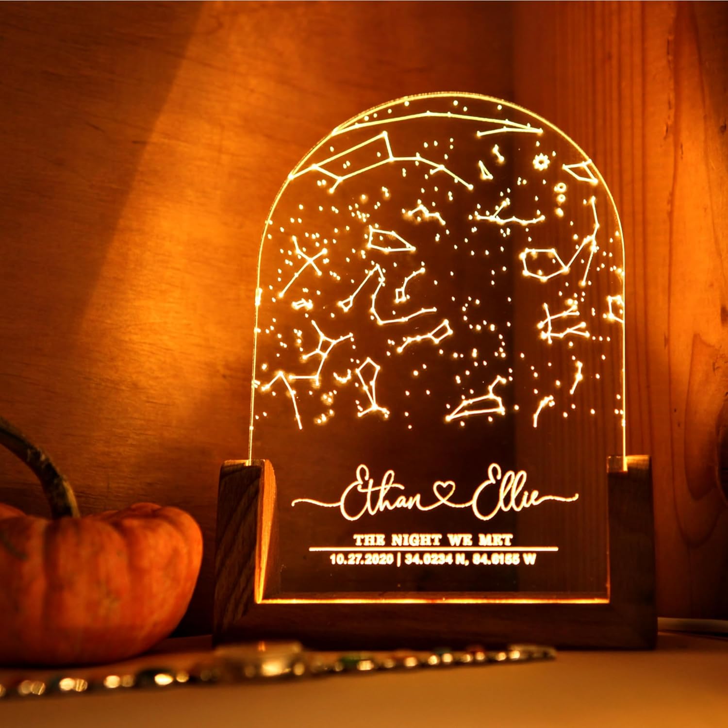 Personalized Star Map Night Light - Custom Table Lamp for Couples, Ideal Romantic Gift for Anniversaries, Engagements, and Special Moments Together (Angular) (Starry Night)