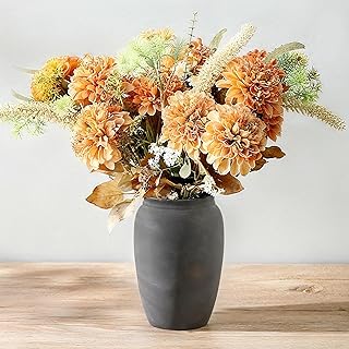 Terracotta Rustic Vase, Farmhouse Decorative Vase Boho Decor, Ceramic Ch...