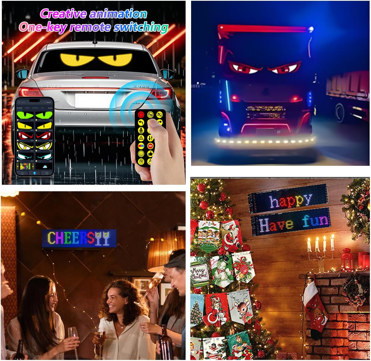 Upgrade Devil Eyes Light for car/Truck Windshield, 1PCS 23.4"X4.7" ojos led para carro,car Eyes Animated led,Scrolling Bright Advertising LED Sign for Car, Store, Party, Bar, Concert