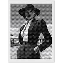 DuduYH Sexy Woman Wear Black Hat Photo Diamond Drawing Art Kit for Adults Trendy Aesthetic DIY Diamond Art Painting for Beginners Full Drill Round Gem Art Painting for Crafts Home Wall Decor 12"x16"