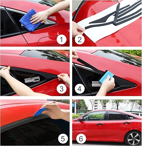 Miniatura 6 de TOMALL Calcomanías de vinilo para borde de ventana de automóvil compatibles con Honda 10th Civic 2016 2017 2018 2019 2020 2021 Accesorios de moldura