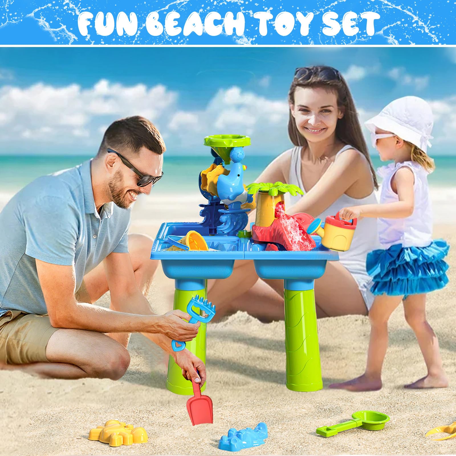 Diealles Shine Wasserspieltisch, Multifunktional Wassertisch Kinder Outdoor, Sand und Wasserspieltisch ab 1 2 3 4 Jahre, Wasser Spieltisch Kinder Outdoor Strand Sommer Aktivität