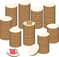 Vista 12 de 100 piezas de círculos de madera sin terminar - disco redondo de 1 pulgada en blanco, adornos de madera natural cortados para decoración