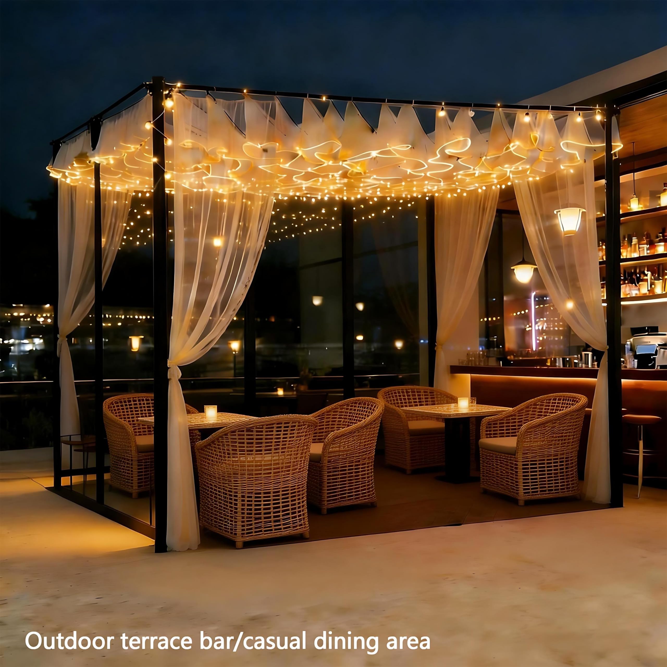 Tenda luminosa a luce, 100 metri di lunghezza, 5 sezioni, perfetta per matrimoni, compleanni, feste e proposte, luce calda, altezza 60 cm, decorazione squisita