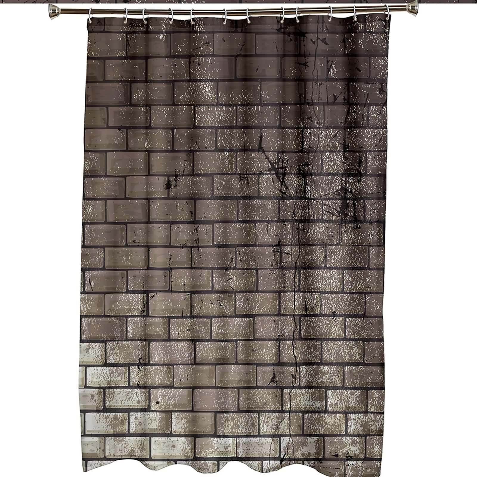 Duschvorhang 200x200 cm Wasserdicht Waschbar Weiß Grau, Ziegelsteine Wand Muster Anti-Schimmel Badevorhang Polyester Wasserdicht Waschbar Cloth Duschvorhänge im Badezimmer für Badewanne