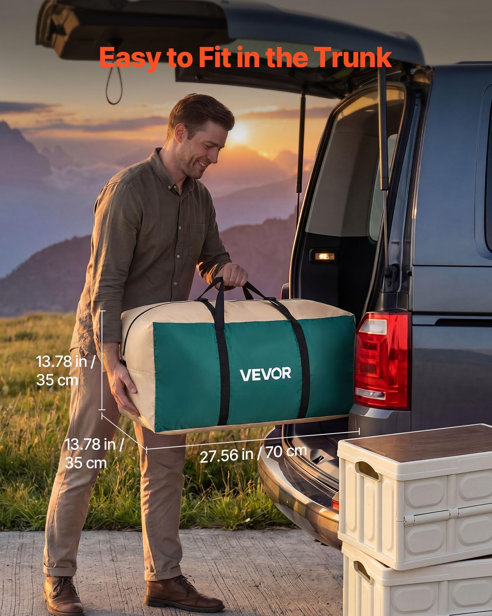 VEVOR Campingzelt 6 Personen, Aufblasbares Familienzelt mit Wiederaufladbarer Pumpe, TPU-Luftschlauch & 4 Netzfenstern, Kabinenzelt mit Tragetasche für Familien-Camping & Wandern, Grün