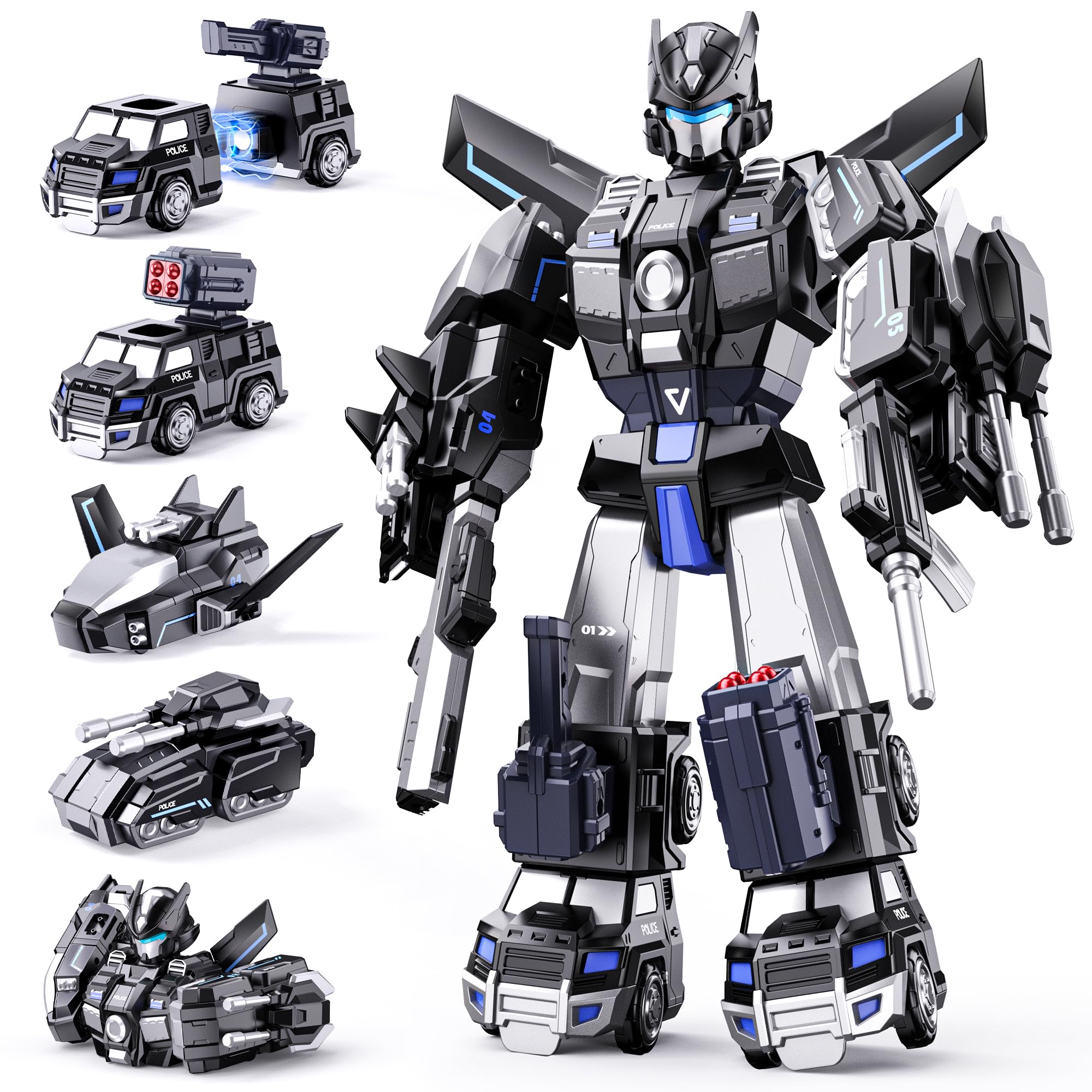 VEEVIFUN Transforming Toys for 6 Year Old Boy Gifts,Magnetic Transform Robot 5 Year Old Boys Gift, Engineering Truck Toys for 8 Year Old Boy,STEM Educational Boys Age 4-7 6-8