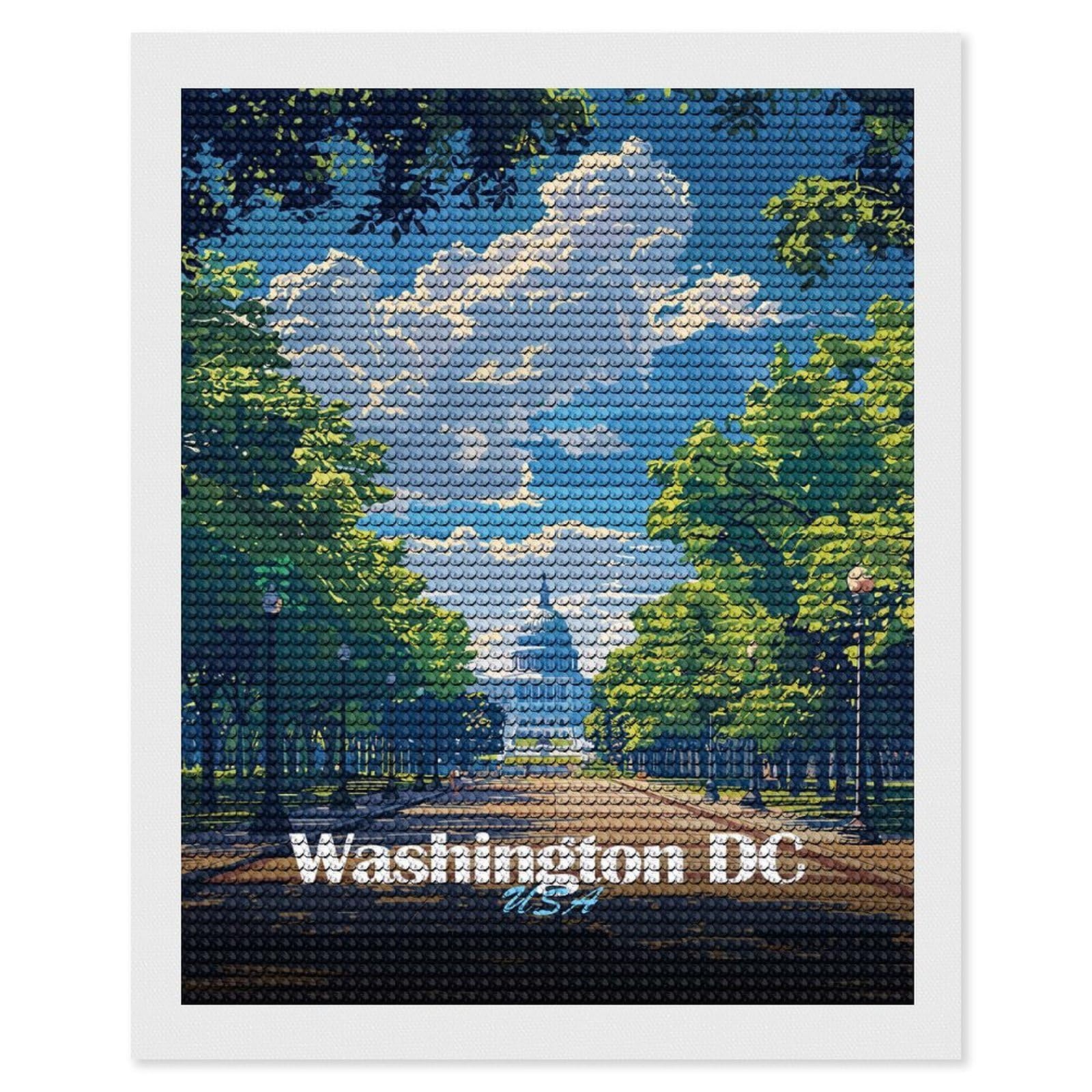 Junmoney Washington DC, USA, Capitol Building Diamond Art Canvas 16"x20", Easy to Follow Symbols, Finish and Display, Fun Craft Experience, Aesthetic Room Decor