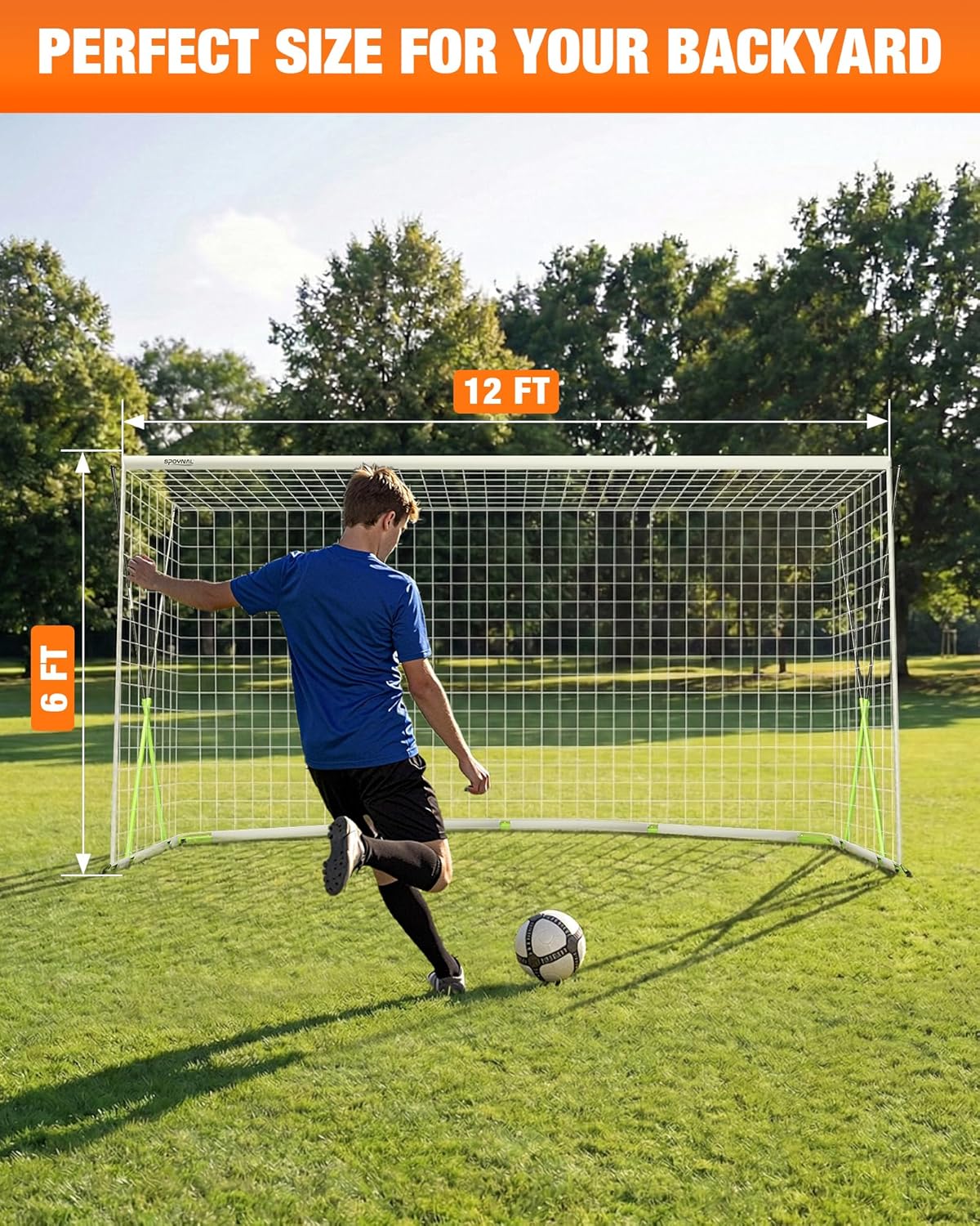 12x6 FT Soccer Goal for Backyard Training, Full-Size Portable Soccer Net with Heavy-Duty X Structure & Carry Bag, All-Weather Outdoor Soccer Goals for Teens and Adults