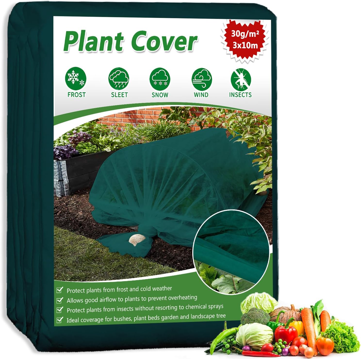 QTUN Garden Fleece Frost Protection Plant Covers 30gsm 3m x 10m