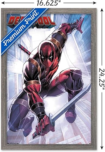 Miniatura 42 de Trends International Marvel Comics Deadpool - Póster de pared de ataque, 22.375 x 34 pulgadas, versión enmarcada en negro Versión enmarcada Barnwood