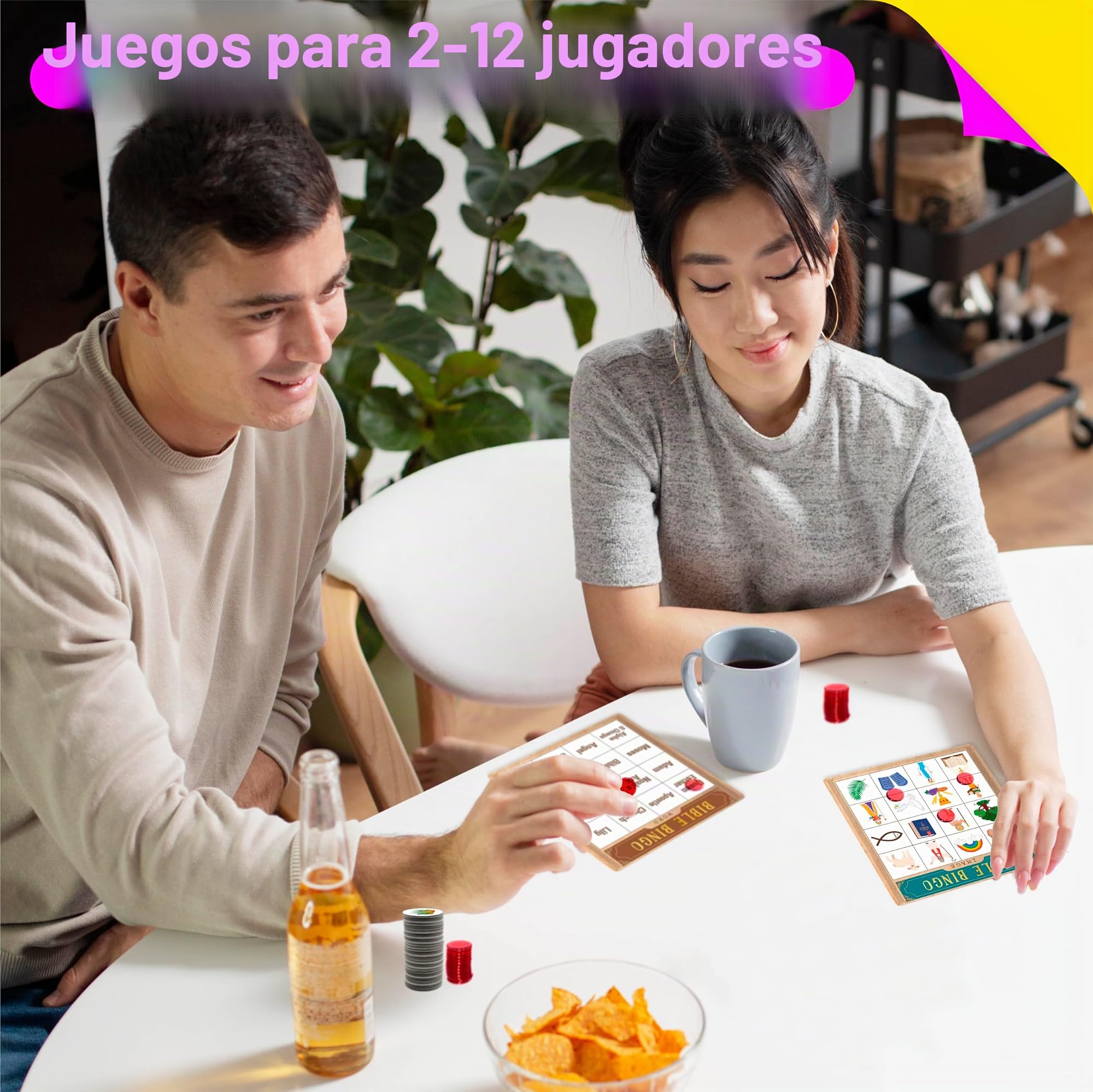 SpriteGru Juego de Bingo Bíblico, Juego de Bingo para Múltiples Jugadores para Cristianos, Niños de la Escuela Bíblica, Iglesia Cristiana Dominguera