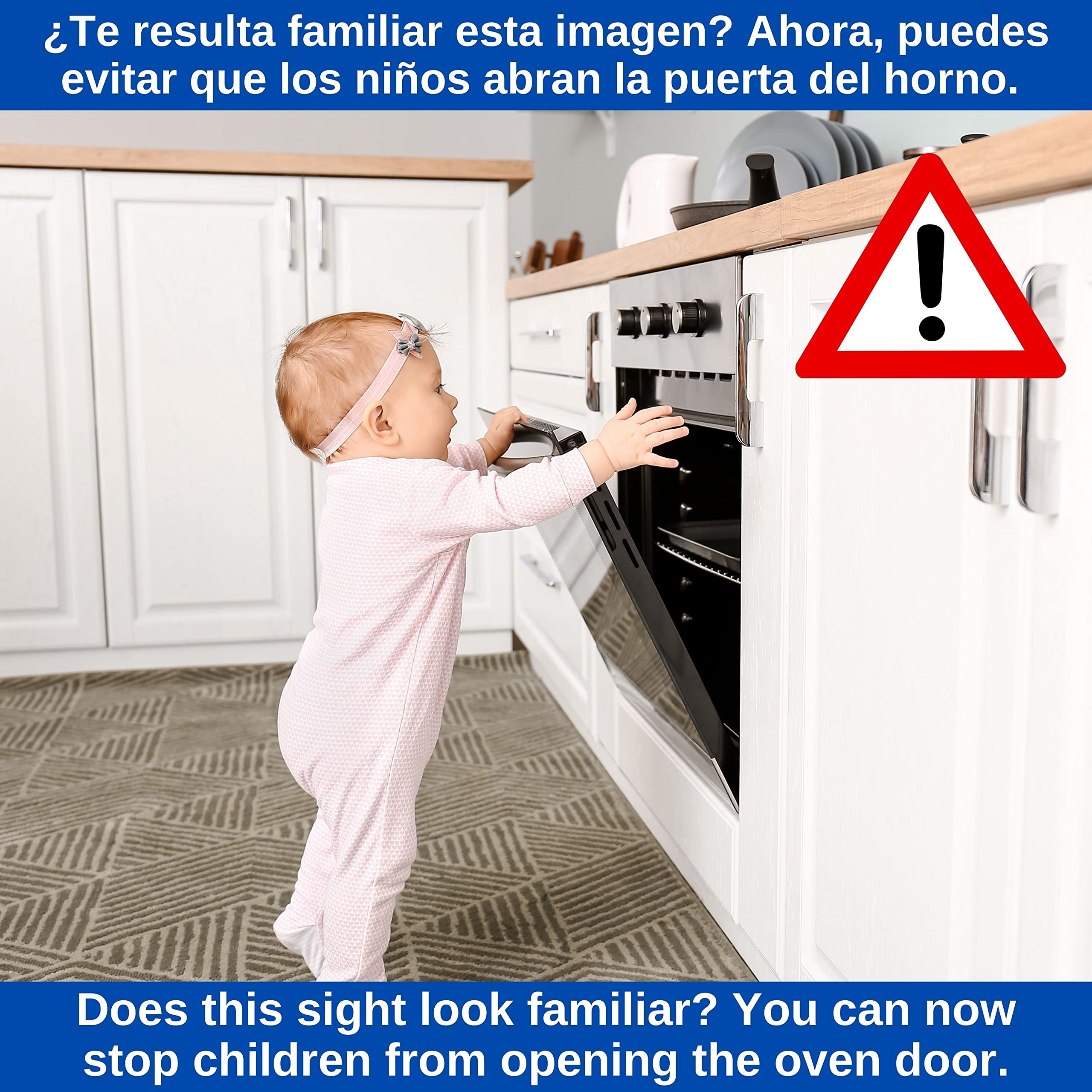 Cerradura de la puerta del horno, 2 pzs, en Negro, adhesivo especial, resistentes al calor, Diseño de doble botón, Bloqueo de Seguridad Horno, Estufa, Cajón, Puerta, Cerradura de Seguridad para Niños