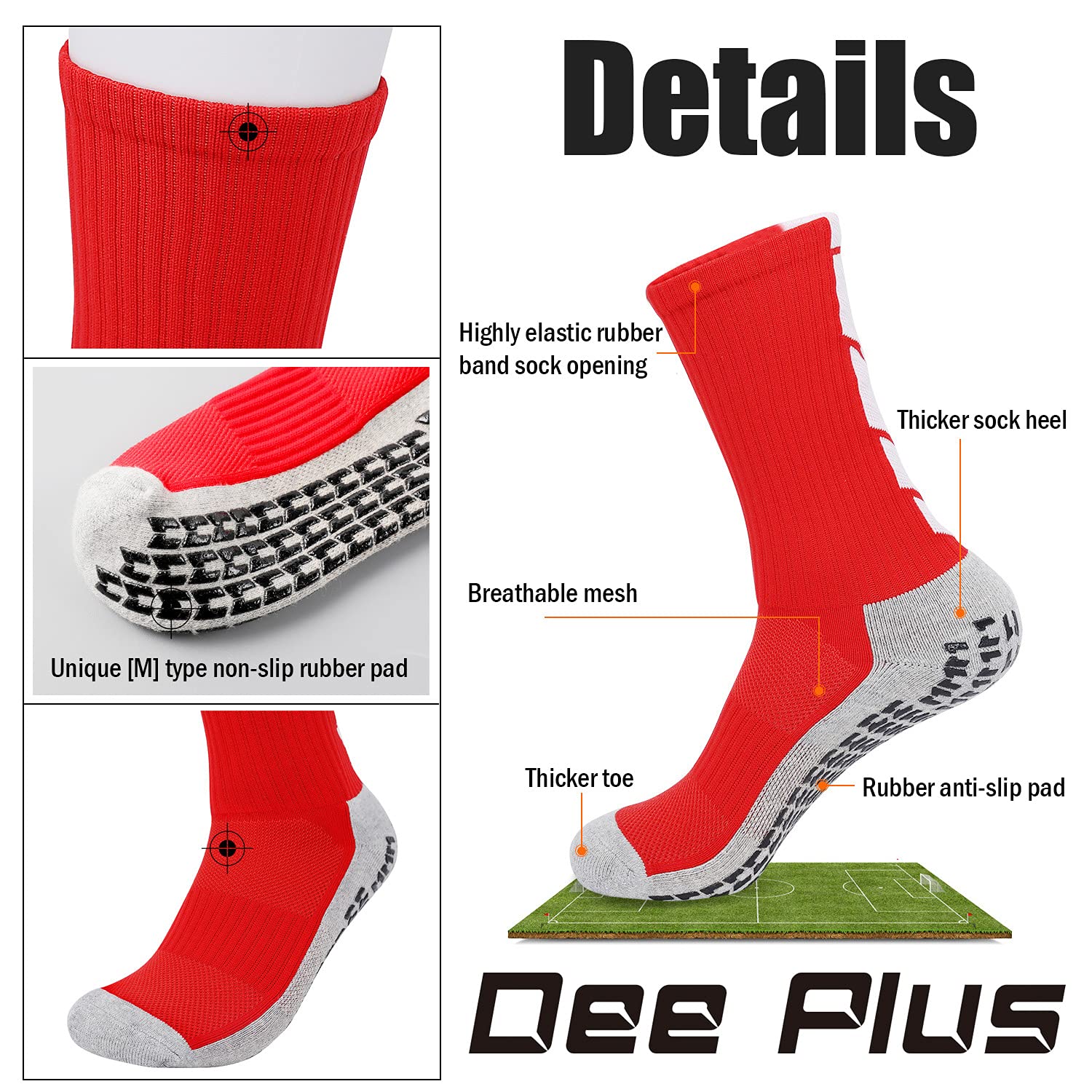 Dee Plus Chaussettes De Sport Antidérapantes - Longues Chaussettes De