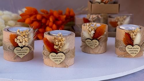 Miniatura 8 de Portavelas de madera, 8 portavelas cilíndricos para invitados de boda, portavelas votivas, recuerdos de velas para invitados, baby shower, recuerdos