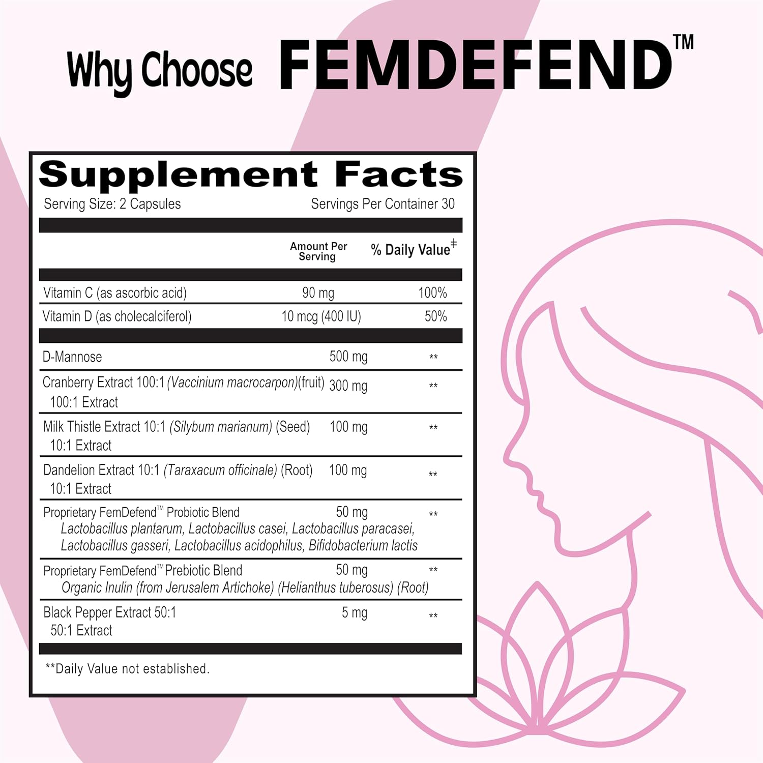Viteey 14in1 FemDefend Womans Vaginal Probiotic with Prebiotic Capsule Blend 60 Count 1 Pack