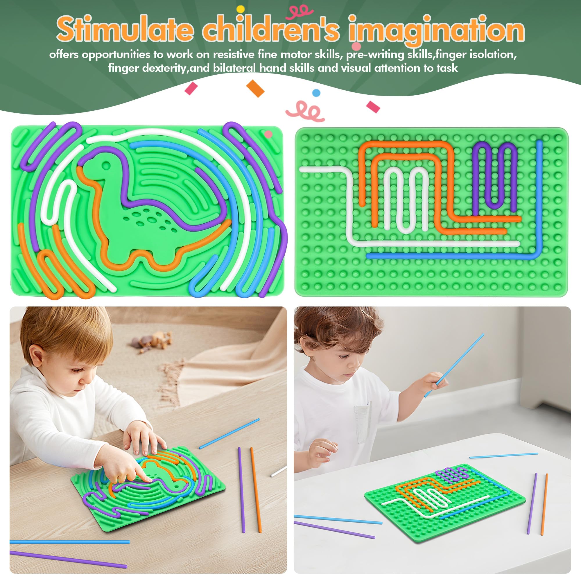 HTGWCG – 2 Planches Sensorielles En Silicone Double-face + Sac De Voyage – Fidget Toy Anti-stress Pour Enfants Dès 3 Ans – 22 Cordes à Torsader