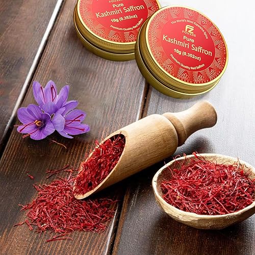 Miniatura 7 de FOUZEE Hilo puro de azafrán de Cachemira para cocinar, especias, alimentos españoles. El mejor azafrán rojo oscuro delicioso con arroz persa, té