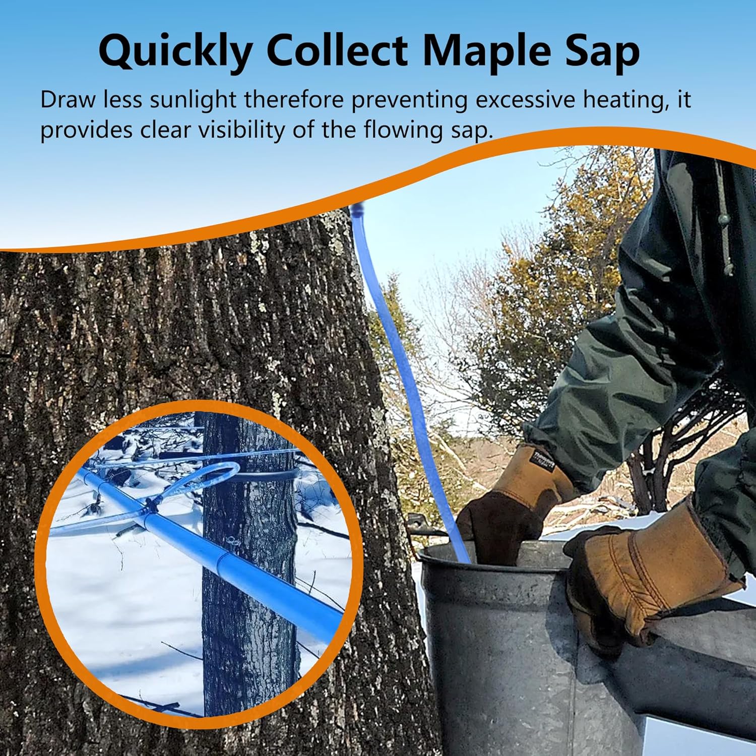 5/16” ID Maple Syrup Tubing, Food Grade Maple Sap Vacuum Tubing, Tree Sap Collection Hose Syrup Collection Tubes Vacuum Line Hose for Organic Maple Syrup (Not Include Maple Syrup Tap) (60FT)