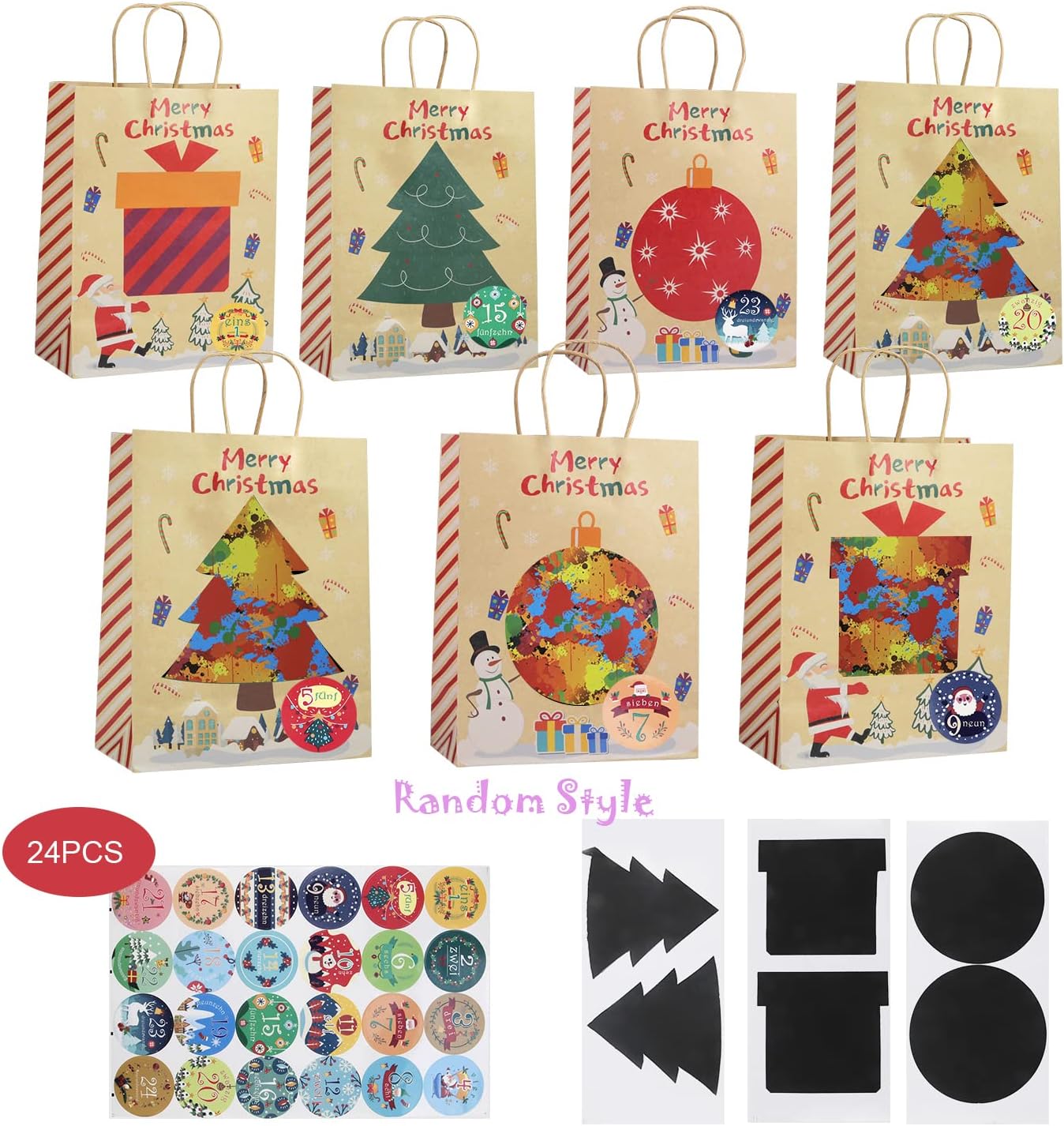 Sacchetti Calendario Dell'Avvento Natale - 24 Pezzi Fai Da Te, Decorazioni Appendibili