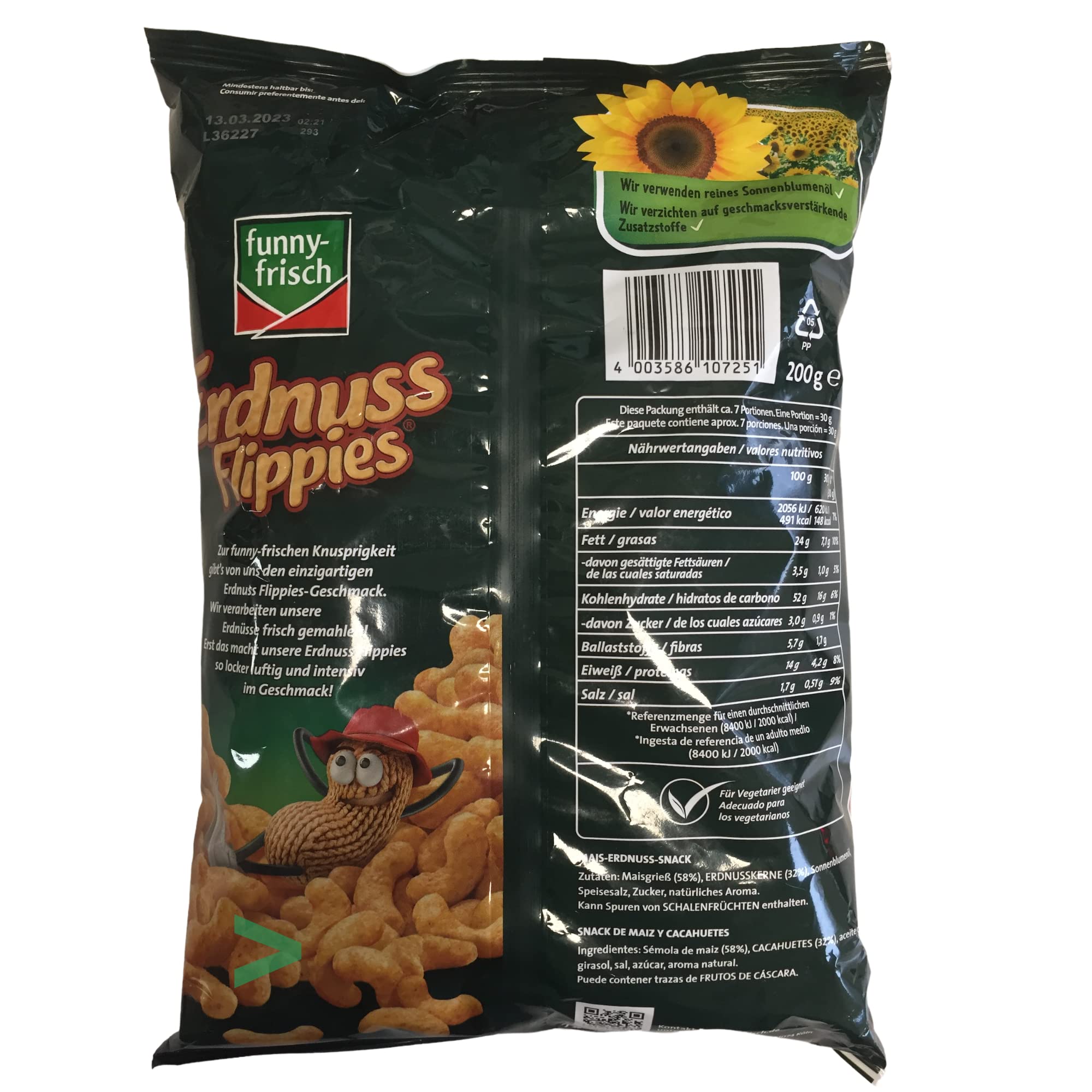 Funny Frisch Erdnuss Flippies Flips Classic Knabbereien (200g Beutel) + usy Block