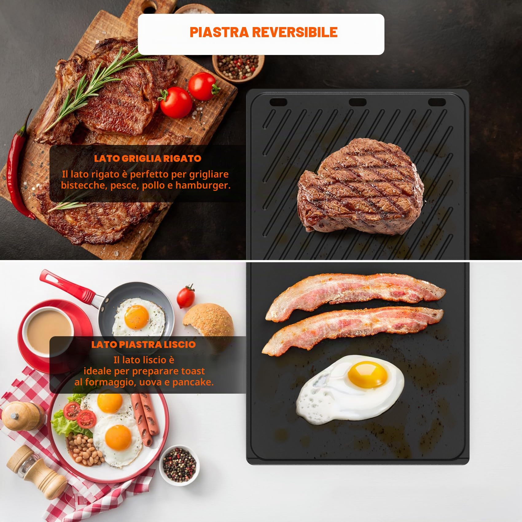 onlyfire Piastra in Ghisa per Griglie a Gas Weber Genesis II e II LX 400 Series, II E/S-410, II E/S-435, II LX E/S-440, Piastra Reversibile, Ricambio per Weber 66089/66097