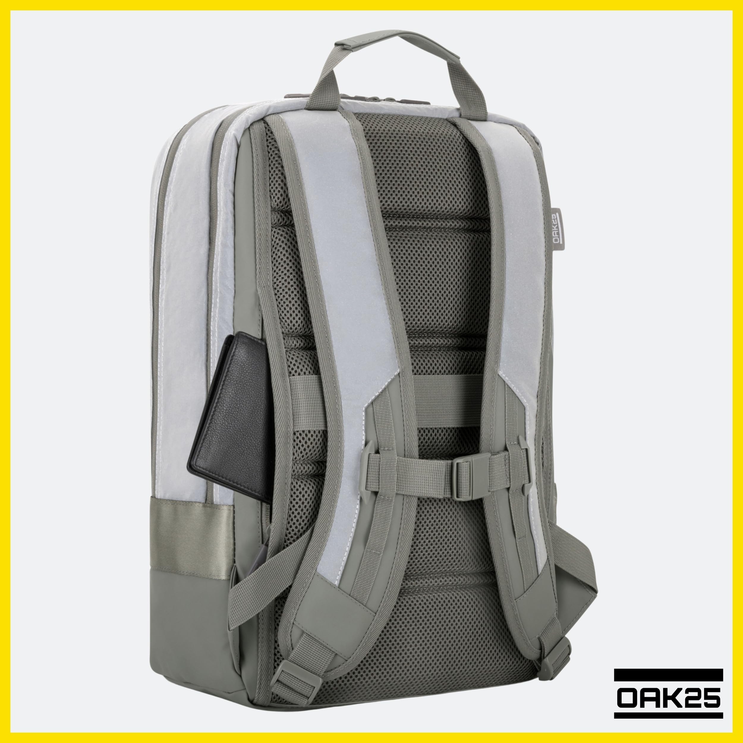OAK25 Rucksack Damen & Herren - Luminant Bag - Reflektierender & Funktionaler Backpack für Uni, Arbeit, Sport, Reisen, Freizeit - 16 Zoll Laptop Fach - Wasserabweisend