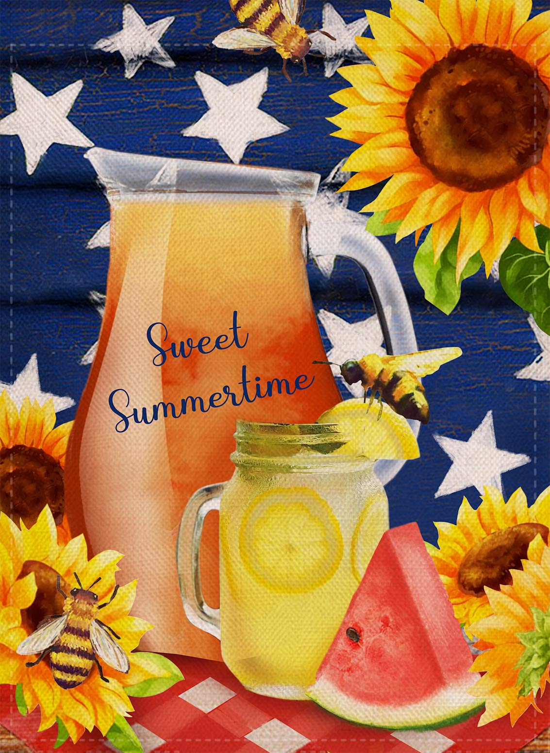 Dyrenson Sommer-Hausflagge Mit Wassermelone & Blumen – Doppelseitig, Wetterfest, Ca. 71x102 Cm Für Garten & Terrasse
