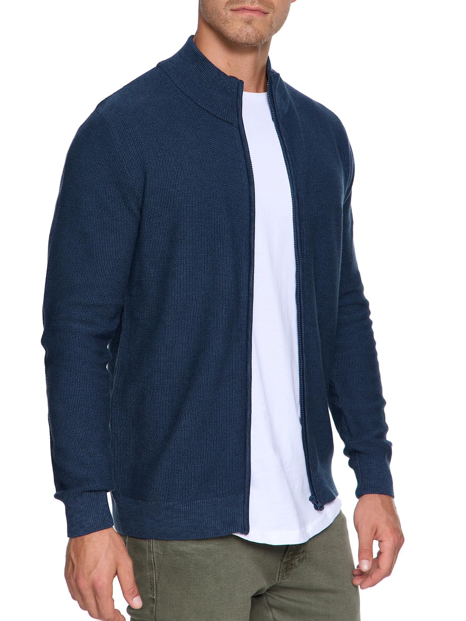 Indicode Uomini INWestmoon Cardigan | Maglia Aperta con Collo Alto